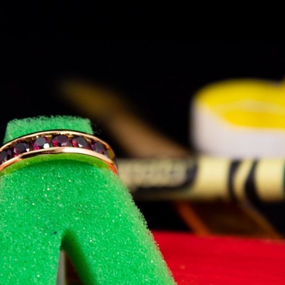 925 silver, gold plated and garnet ring - Picture 3 of 7